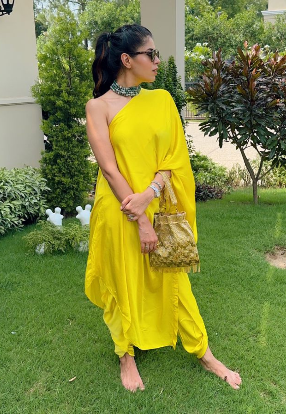 Yellow One Shoulder Co-ord Set