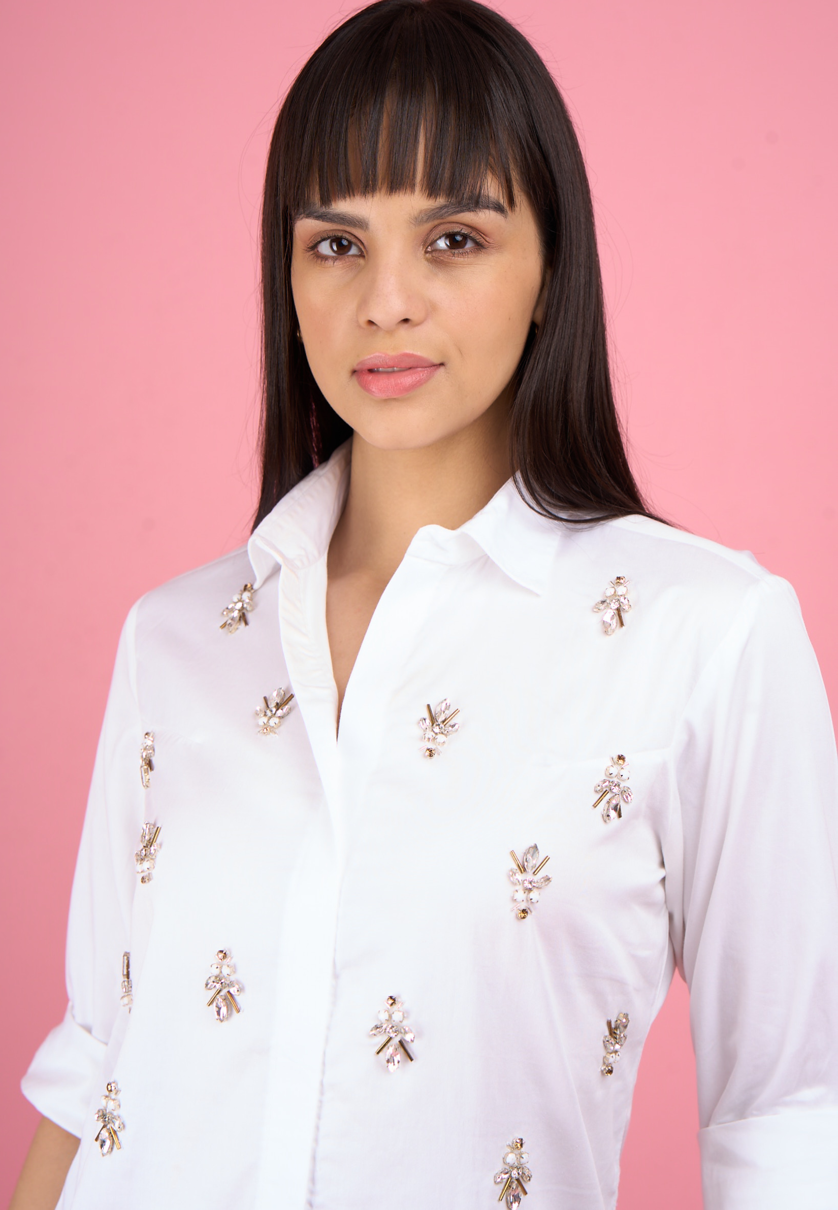 All Over Embellished Cotton Shirt (Ariana)