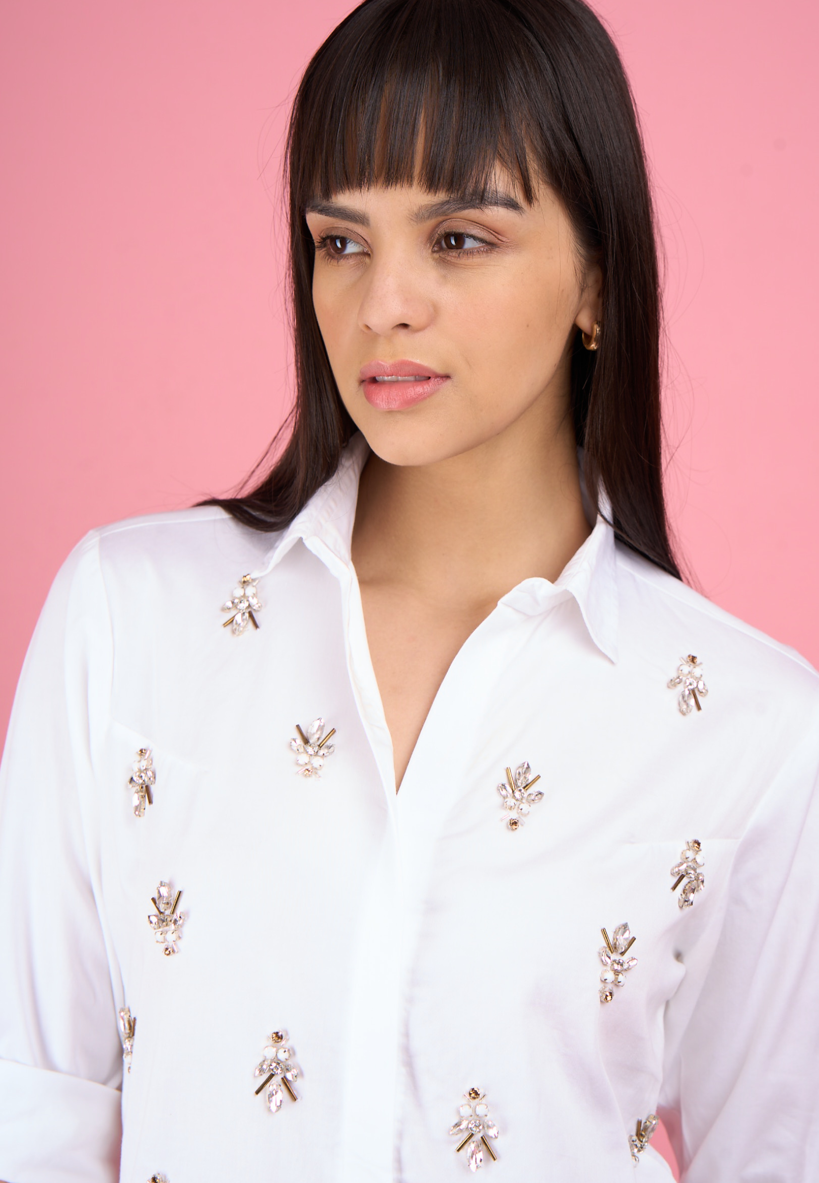 All Over Embellished Cotton Shirt (Ariana)