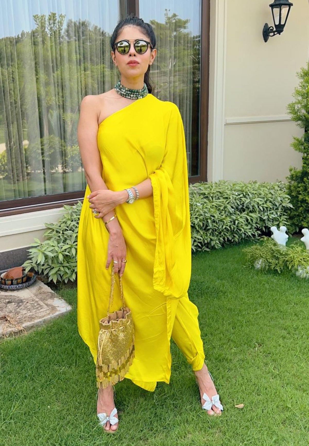 Yellow One Shoulder Co-ord Set