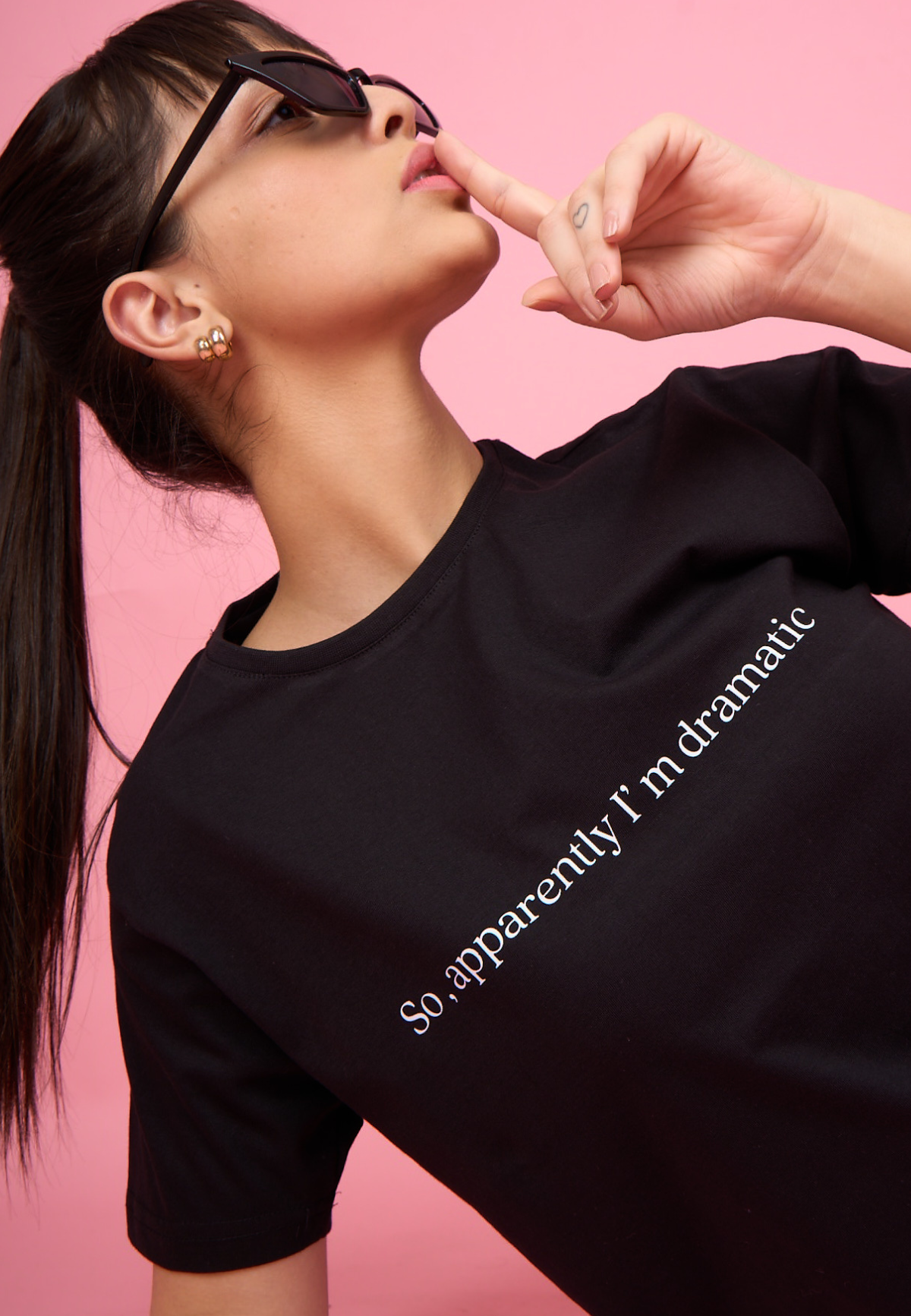 Black Printed "Dramatic" T-Shirt