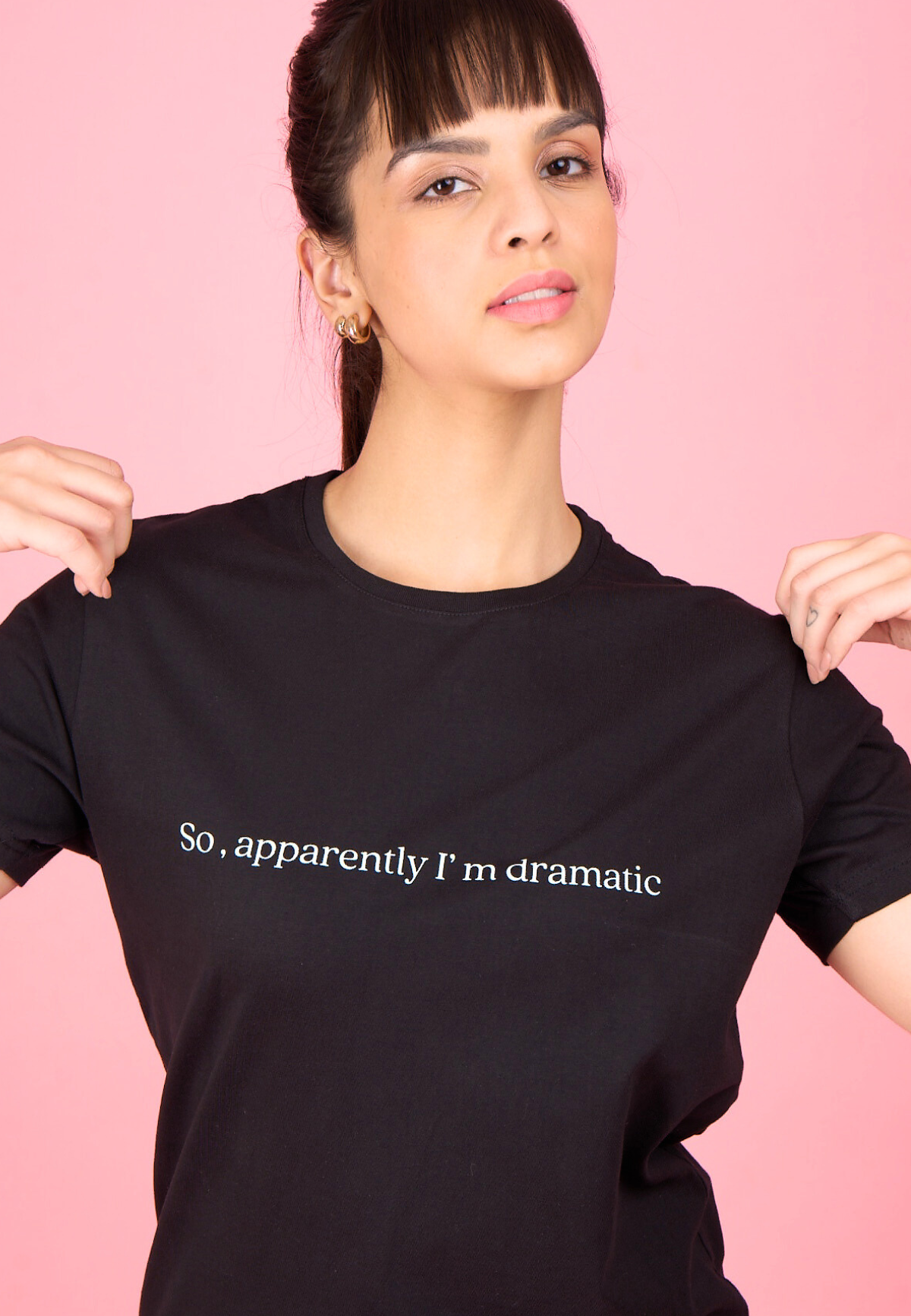 Black Printed "Dramatic" T-Shirt
