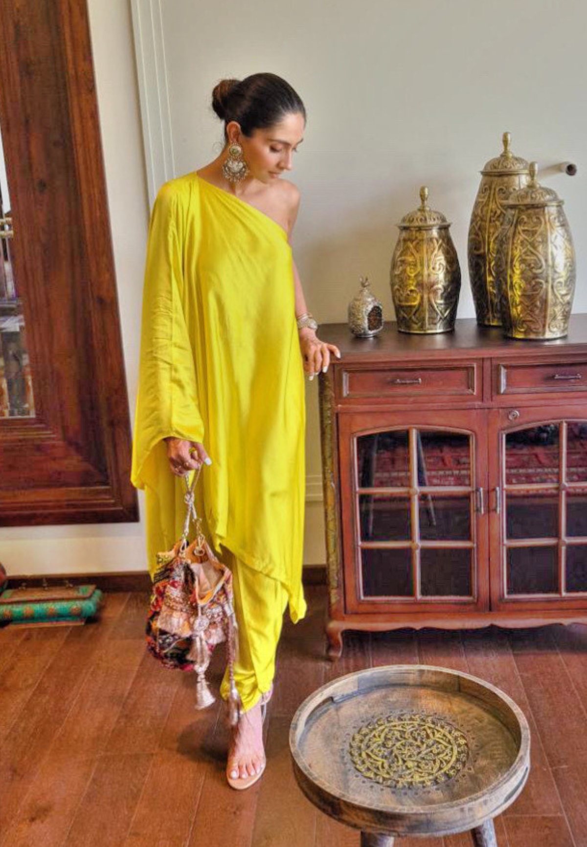 Yellow One Shoulder Co-ord Set