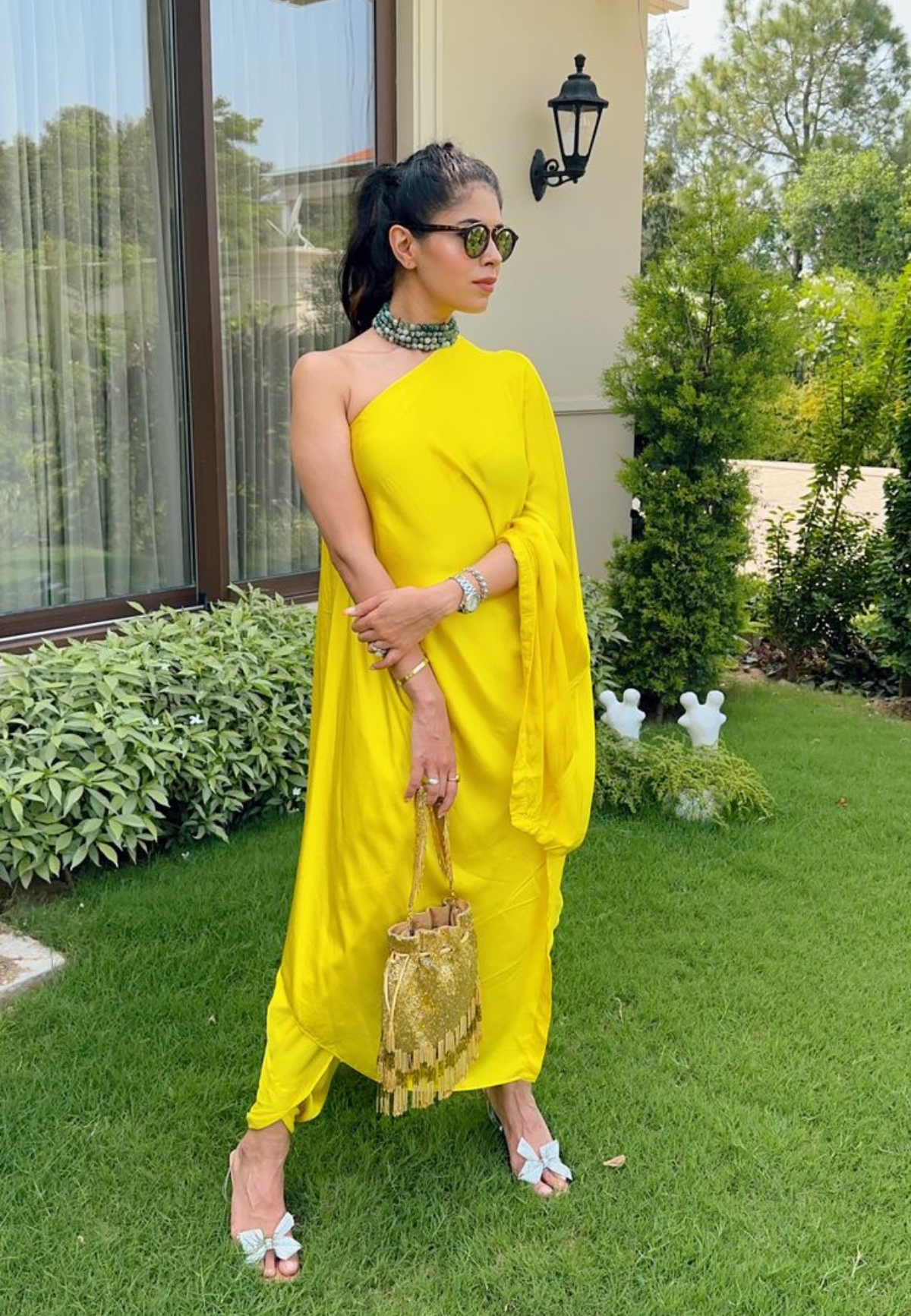 Yellow One Shoulder Co-ord Set