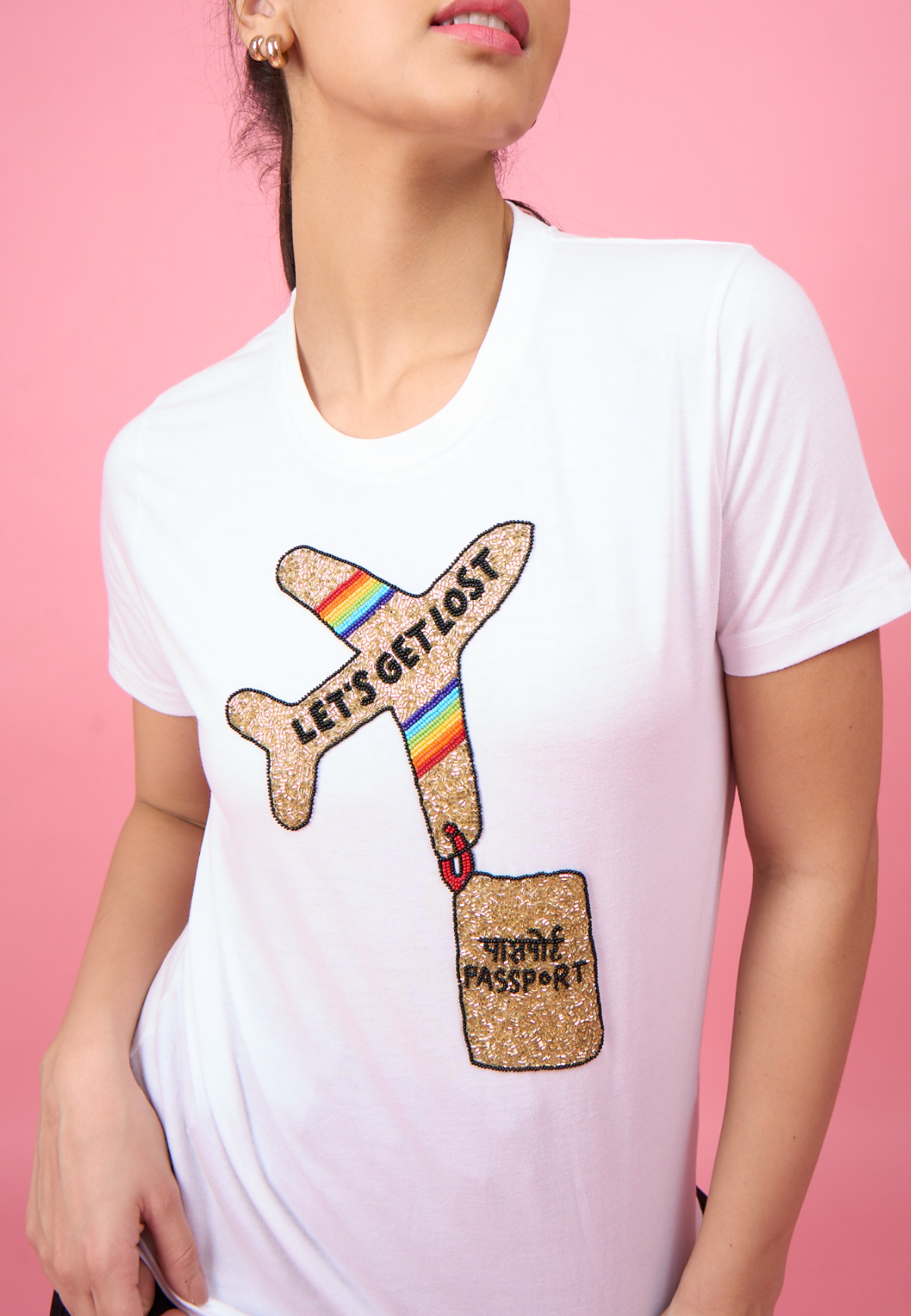 White Embroidered Travel T-Shirt