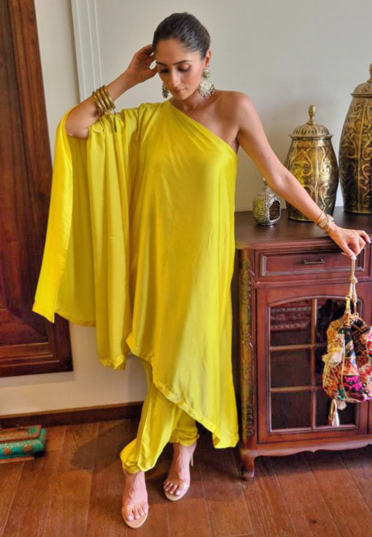 Yellow One Shoulder Co-ord Set