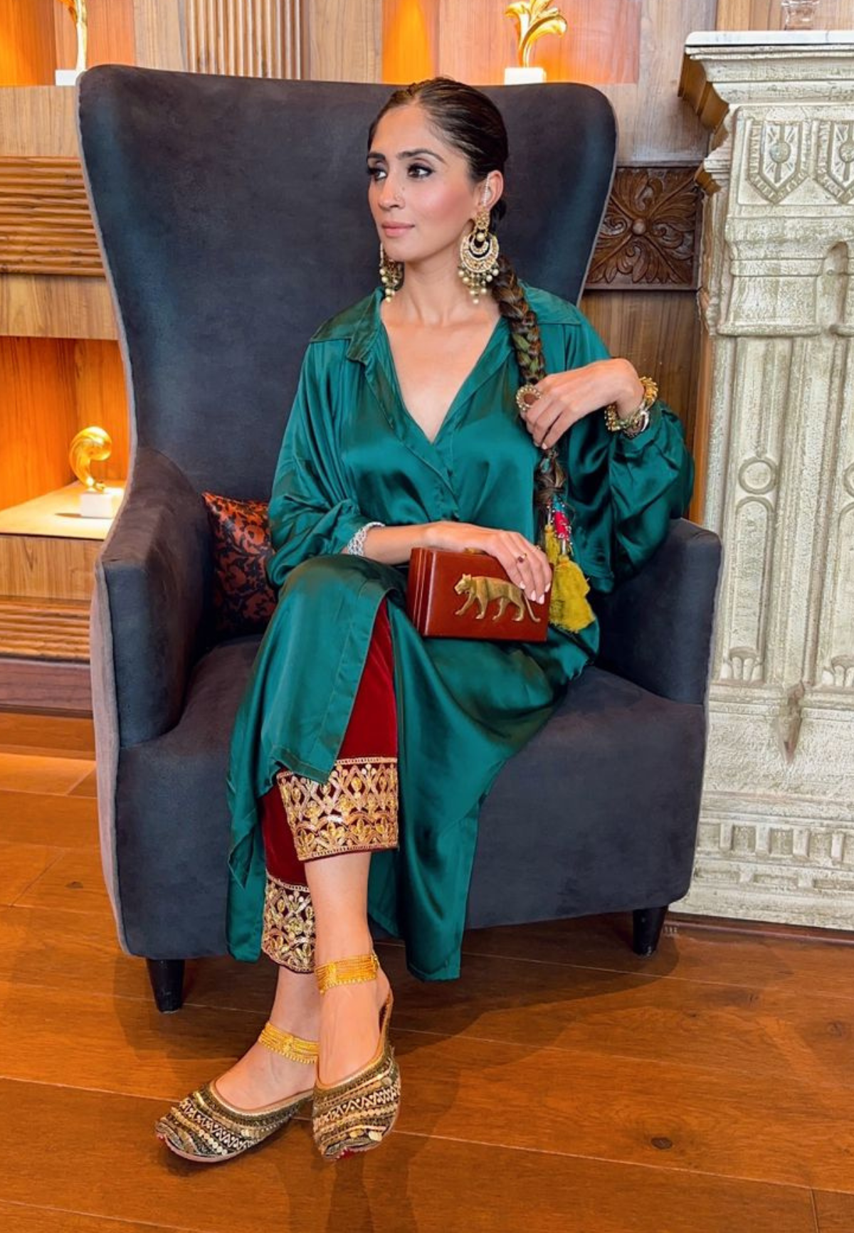 Kaftan with Gota Salwar Co-ord Set