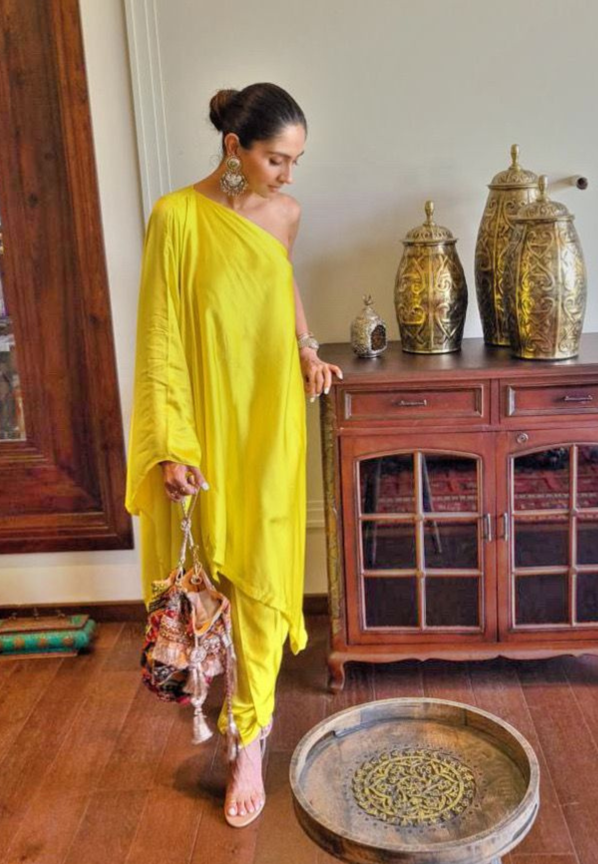Yellow One Shoulder Co-ord Set