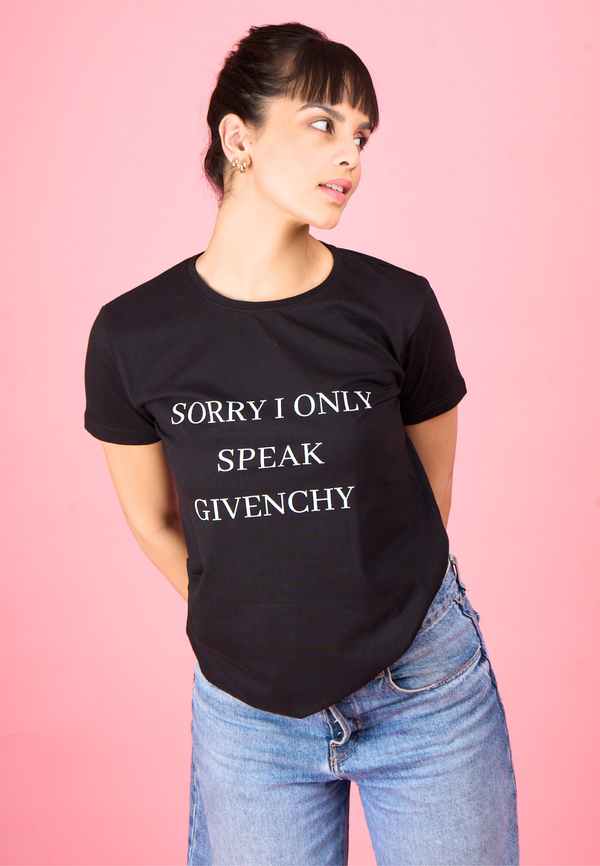 Black Printed Text T-Shirt
