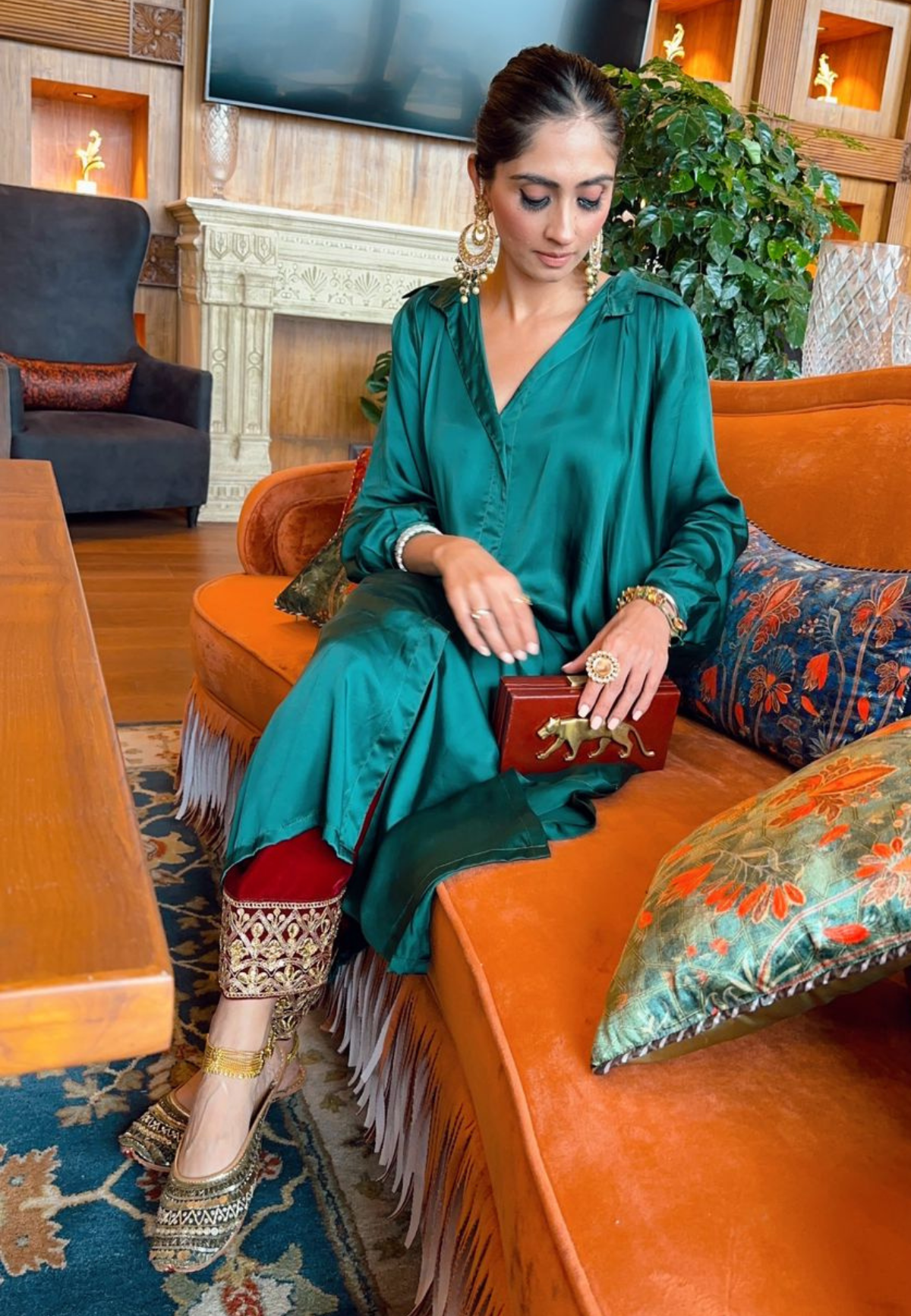 Kaftan with Gota Salwar Co-ord Set