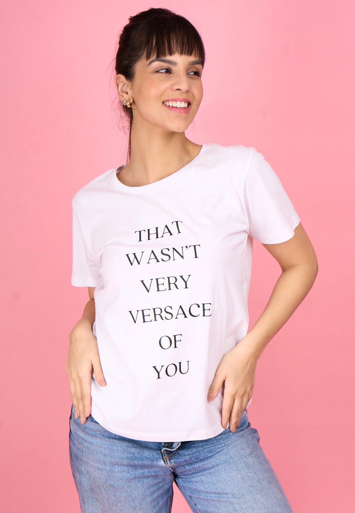 White Printed Text T-Shirt