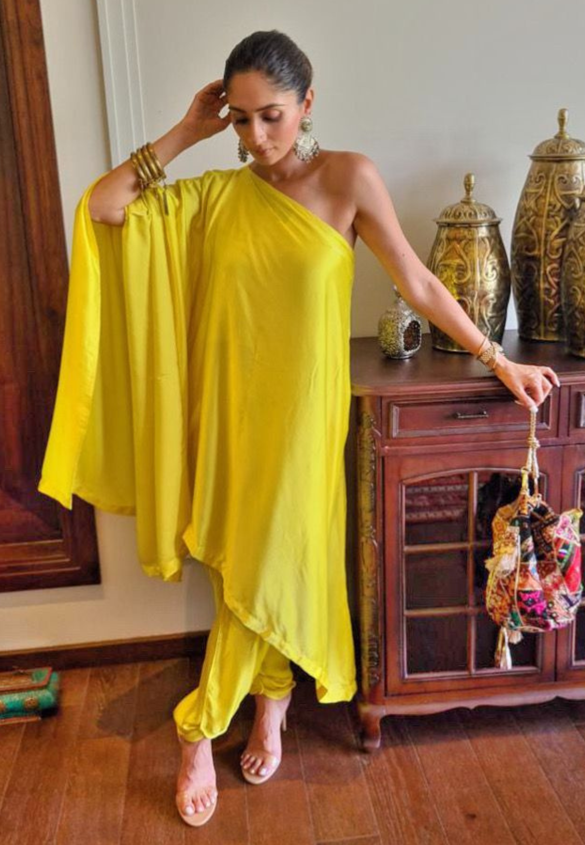 Yellow One Shoulder Co-ord Set