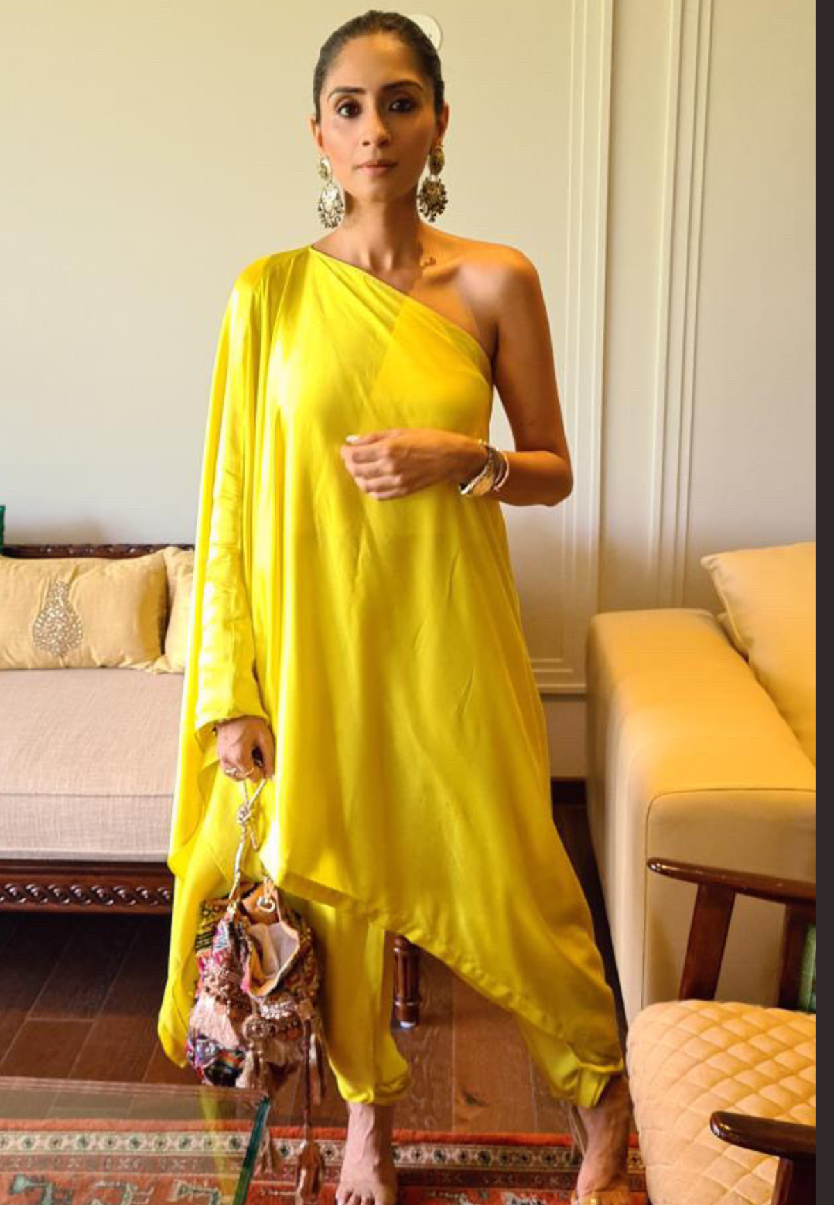 Yellow One Shoulder Co-ord Set