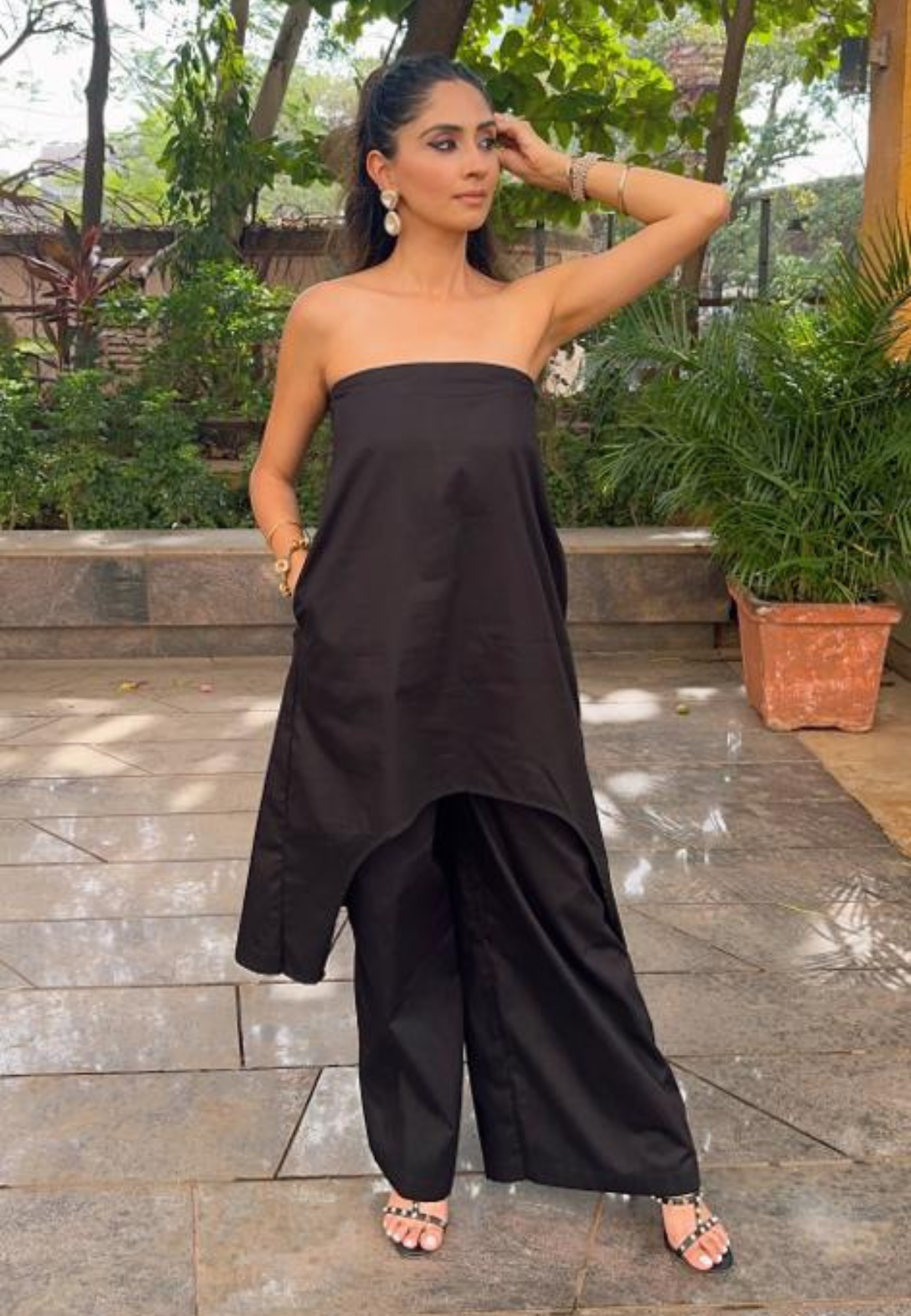 Black Cotton Tube Co-ord Set