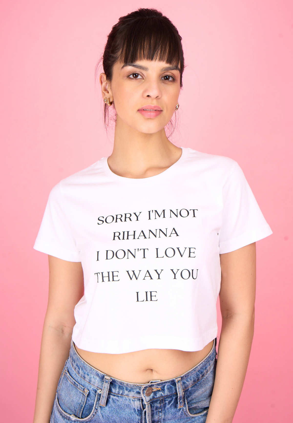 White Printed "Rihanna" T-Shirt