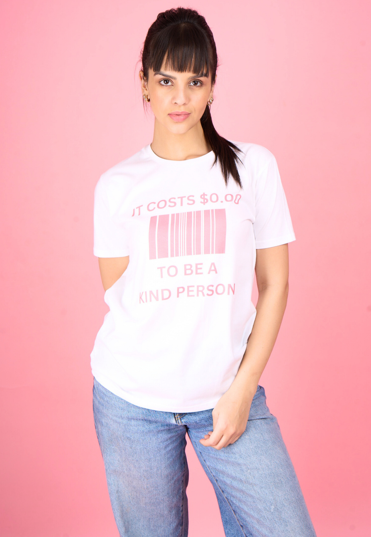 White Printed "Kindness" T-Shirt