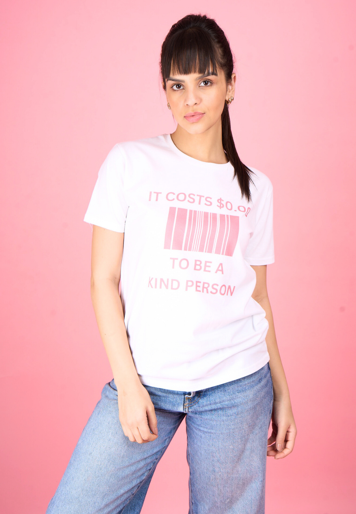 White Printed "Kindness" T-Shirt