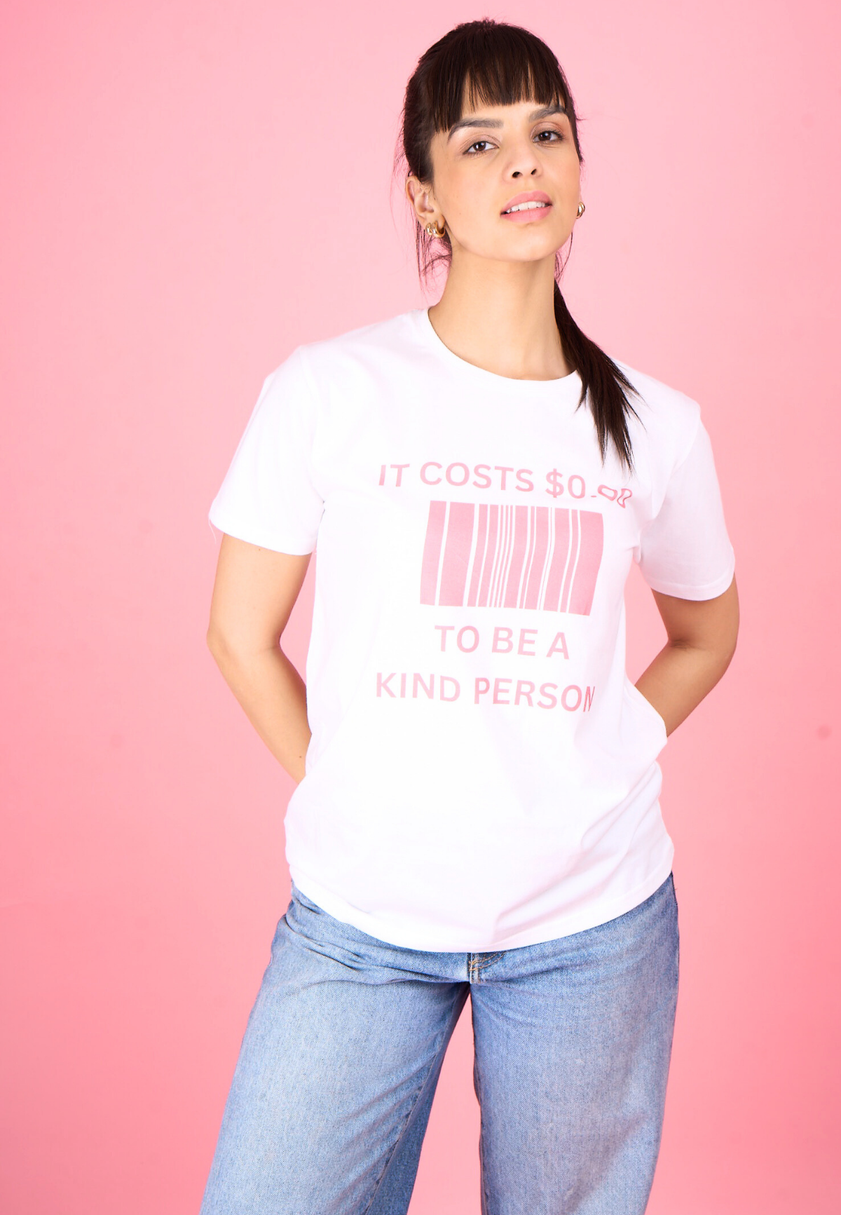 White Printed "Kindness" T-Shirt