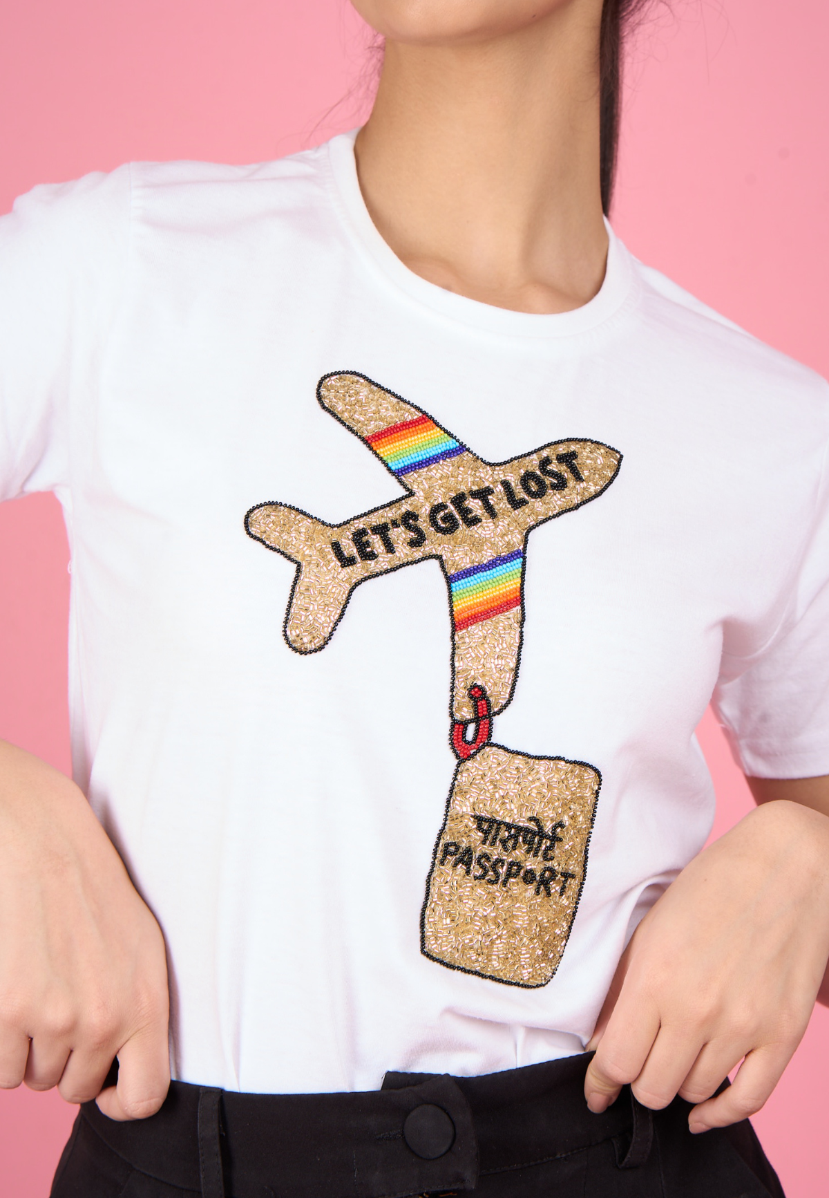 White Embroidered Travel T-Shirt