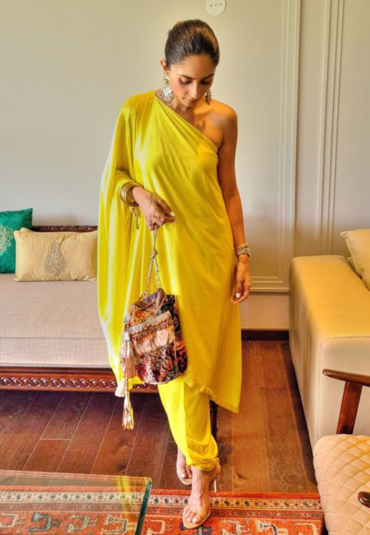Yellow One Shoulder Co-ord Set