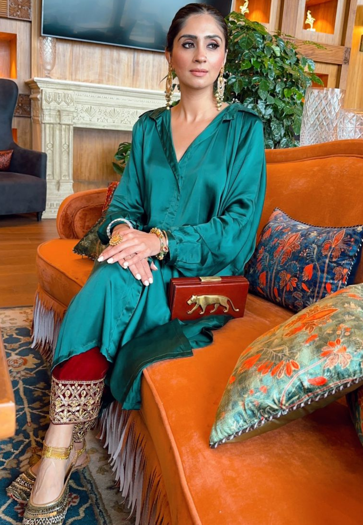 Kaftan with Gota Salwar Co-ord Set