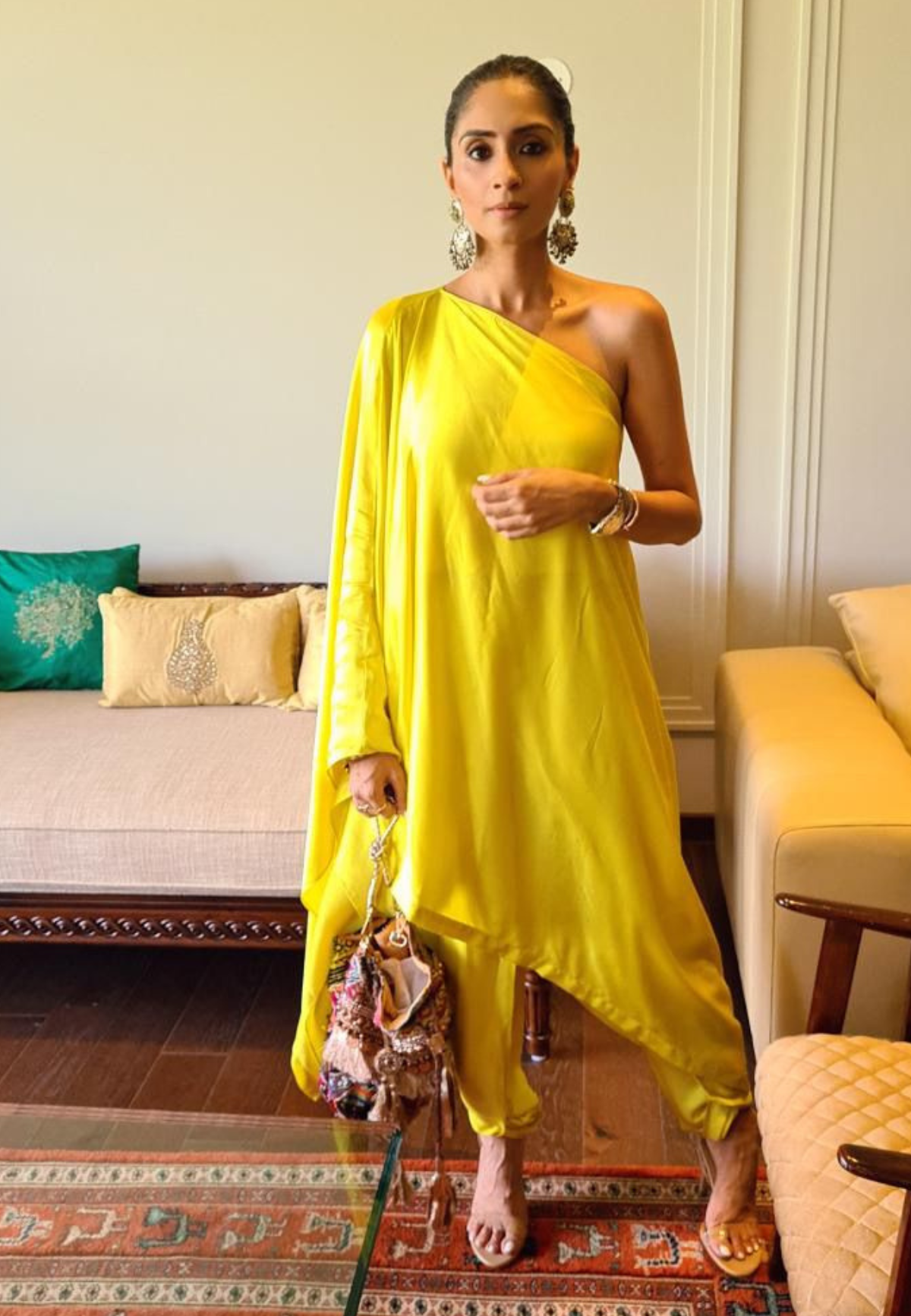 Yellow One Shoulder Co-ord Set