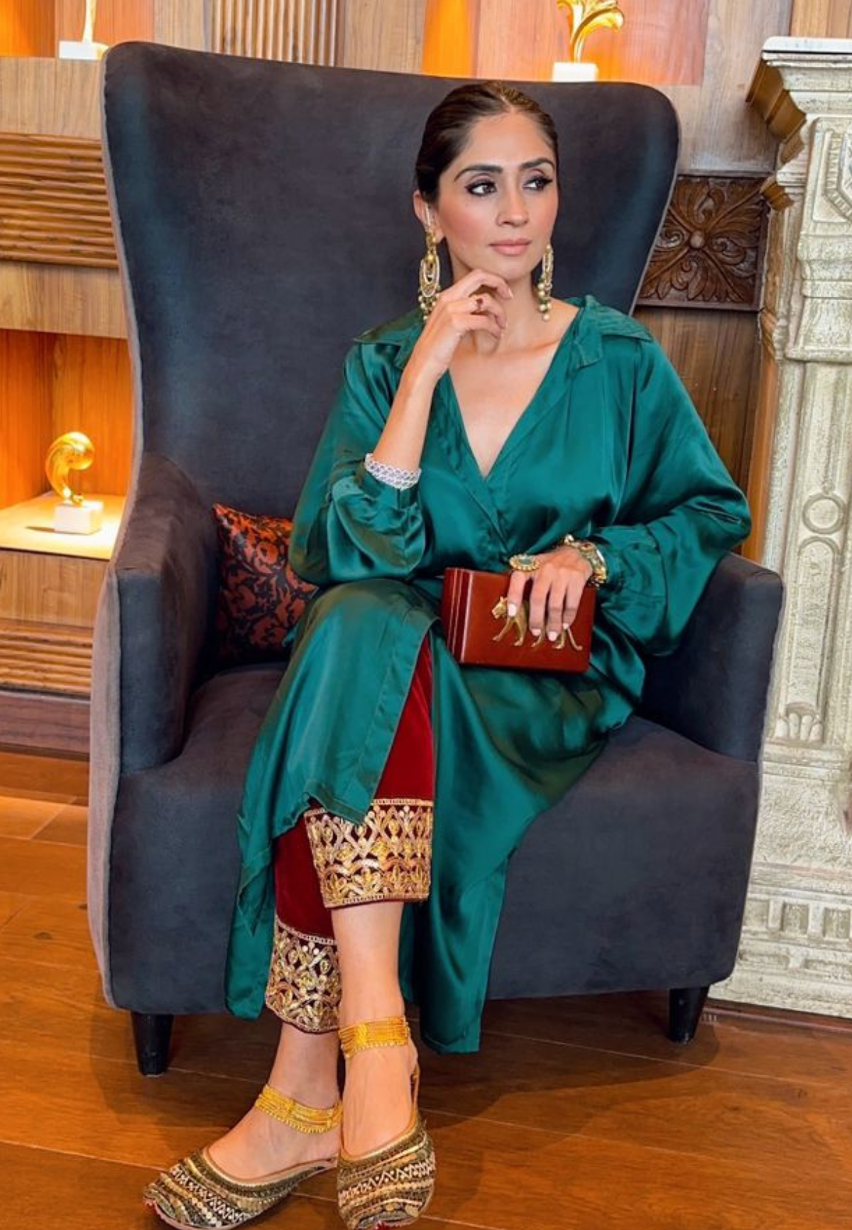 Kaftan with Gota Salwar Co-ord Set