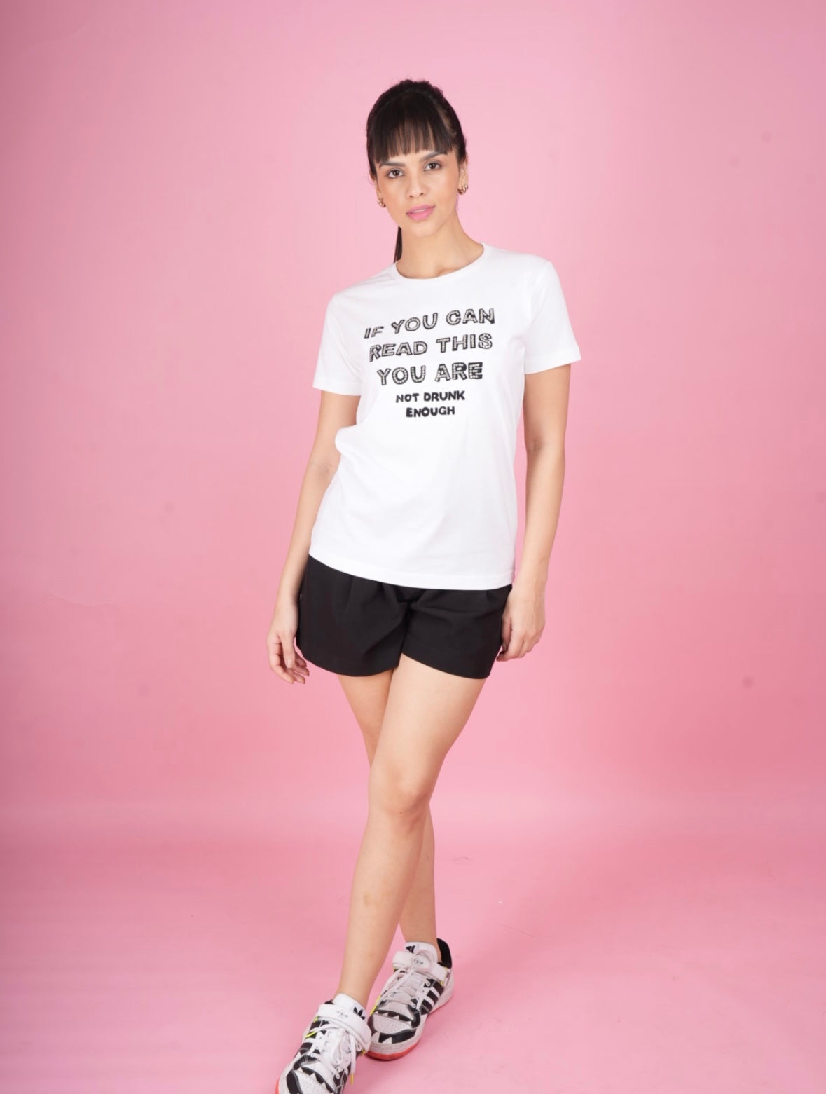 White Embroidered T-Shirt "If You Can Read This..."