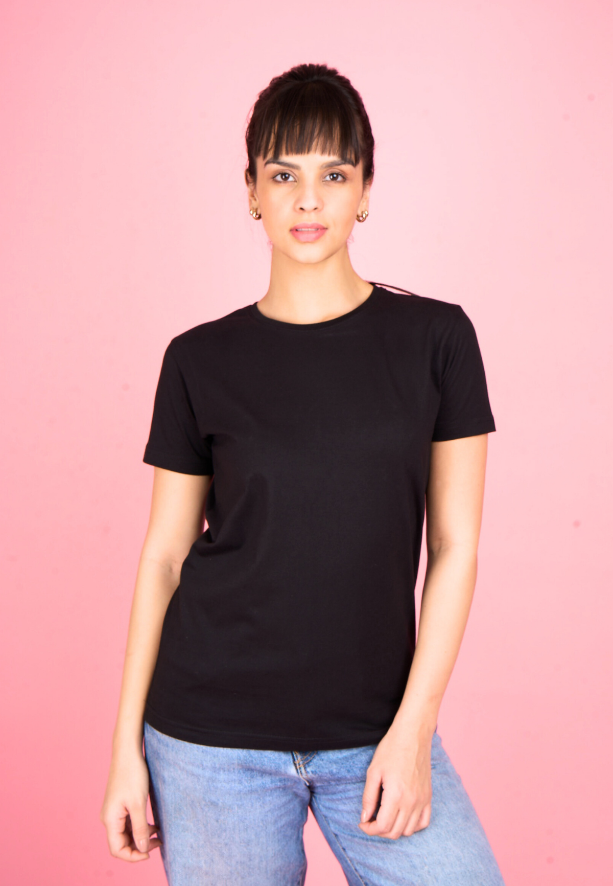 Black Embroidered T-Shirt "Kudiyon Ka Hai Zamana..." Printed on Back