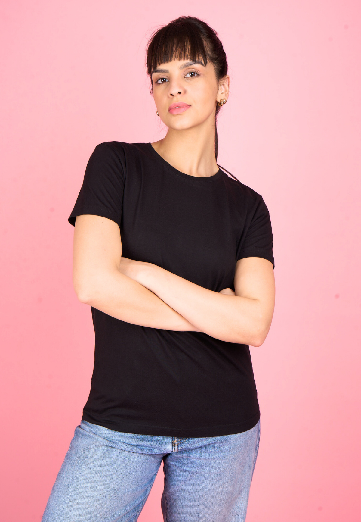 Black Embroidered T-Shirt "Kudiyon Ka Hai Zamana..." Printed on Back