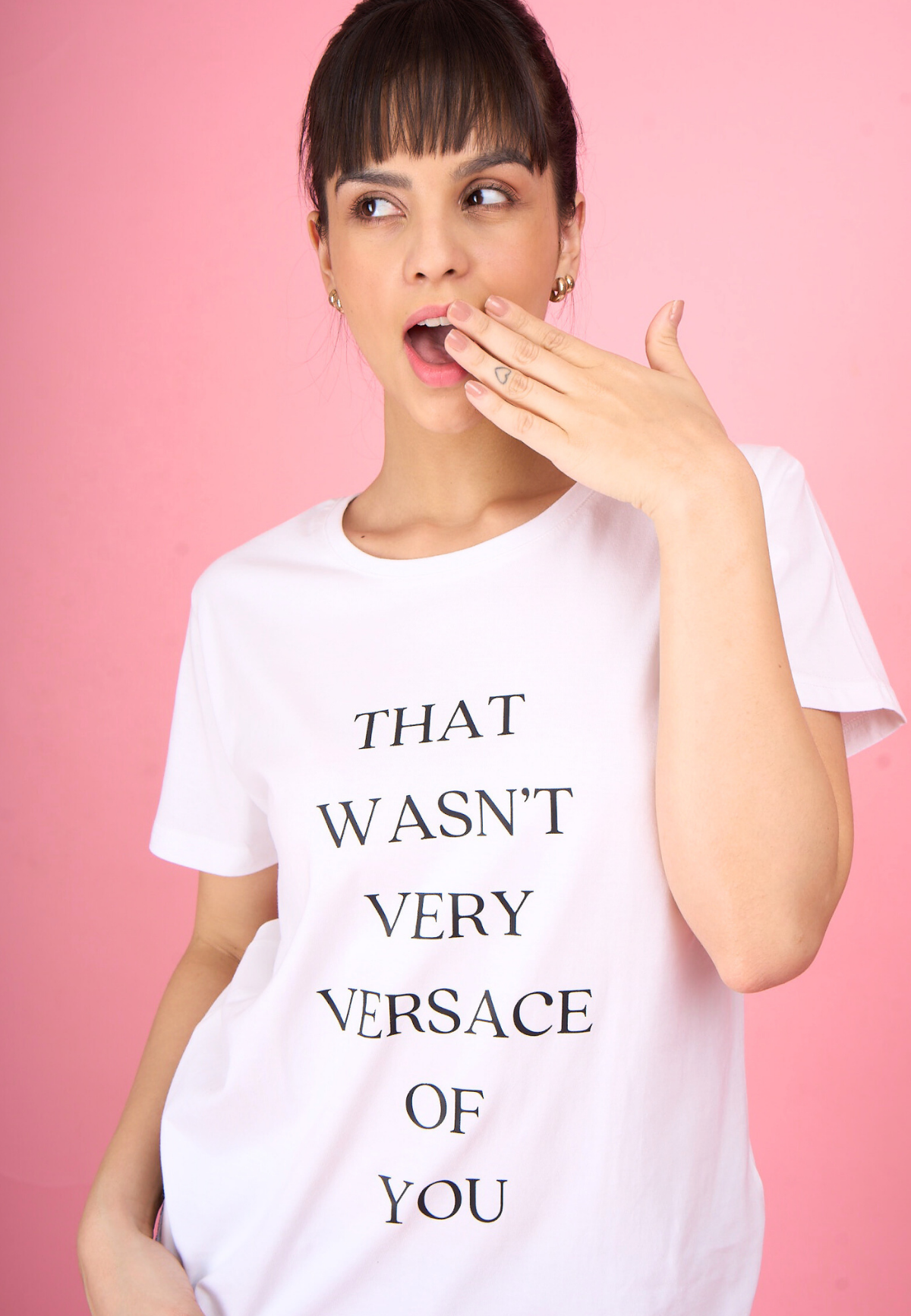 White Printed Text T-Shirt