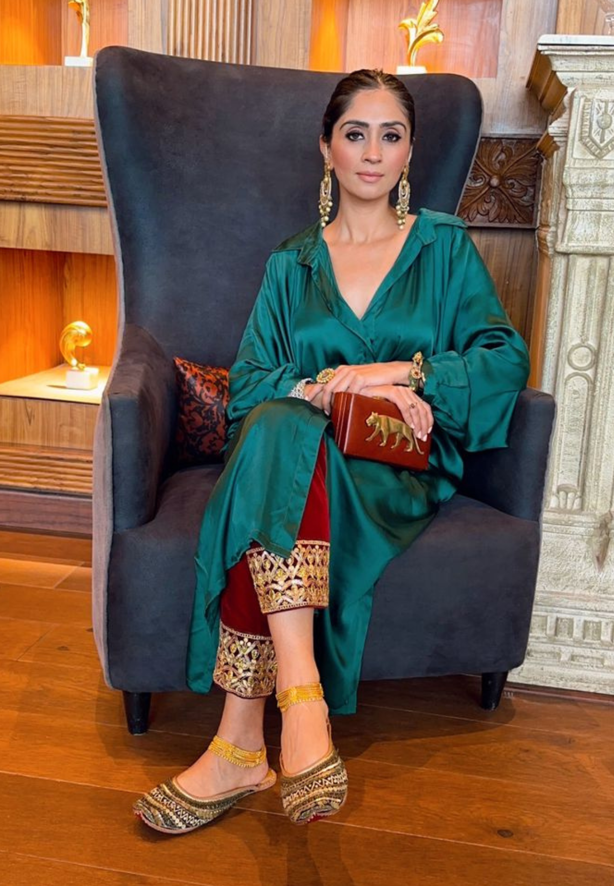 Kaftan with Gota Salwar Co-ord Set