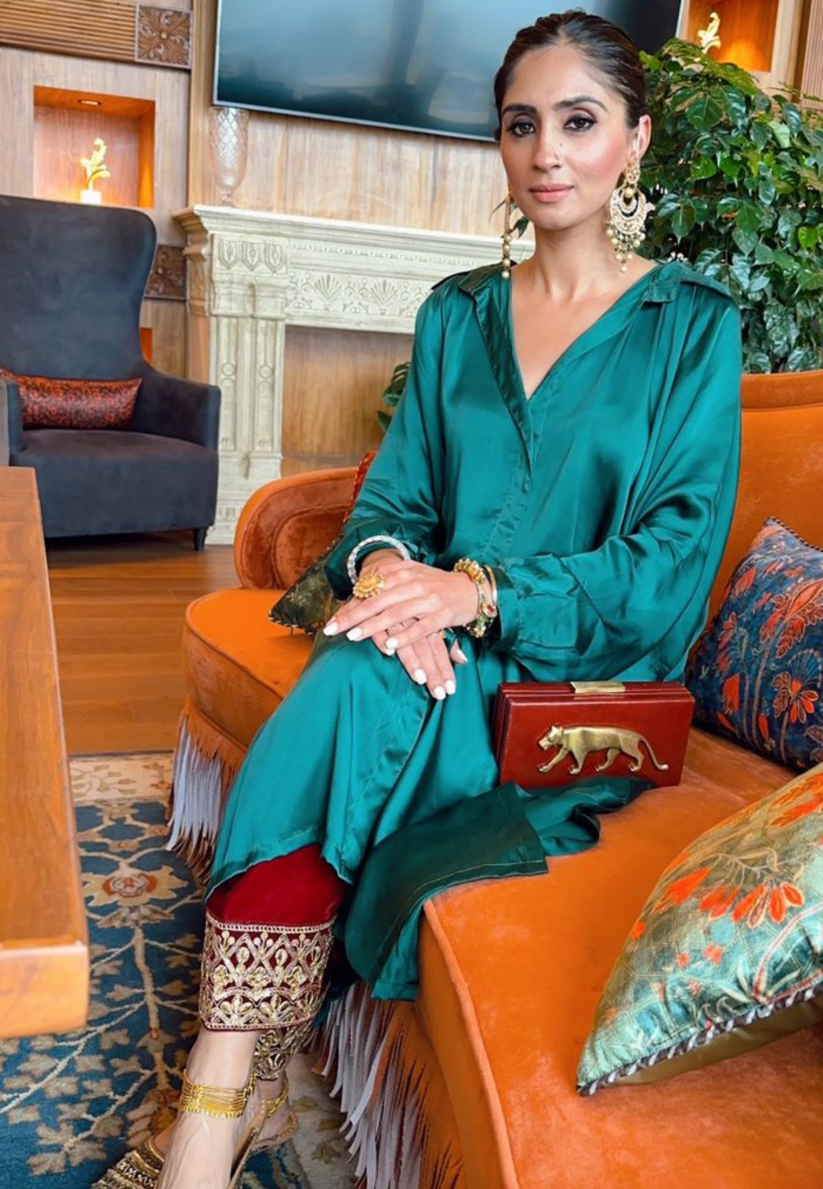 Kaftan with Gota Salwar Co-ord Set
