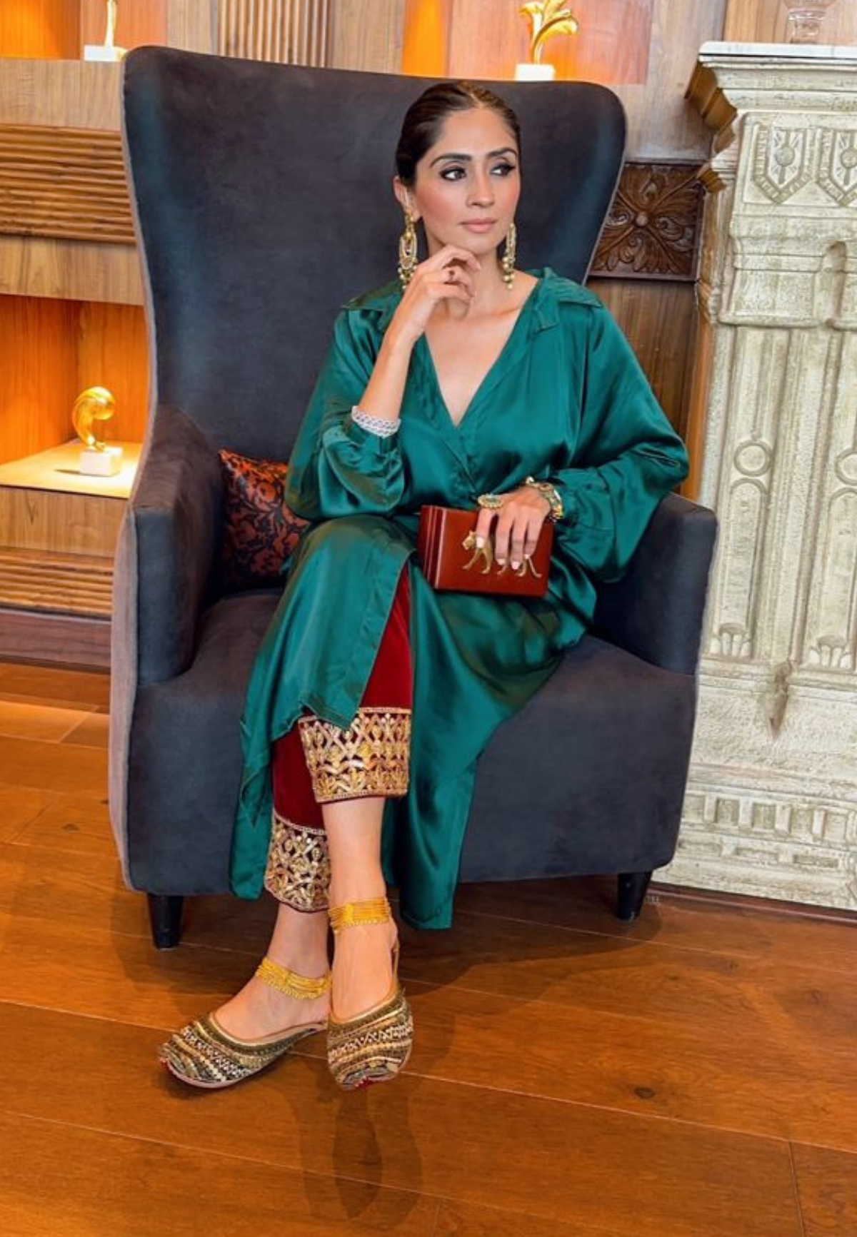 Kaftan with Gota Salwar Co-ord Set