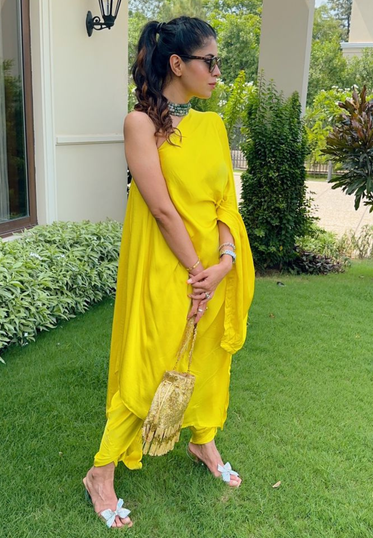 Yellow One Shoulder Co-ord Set