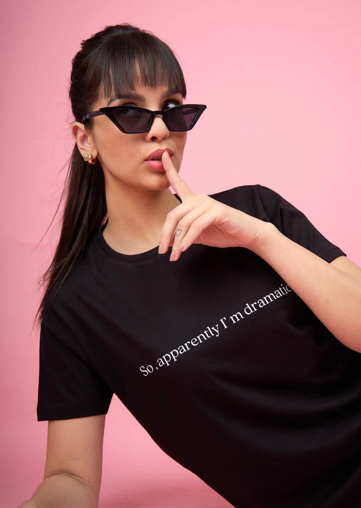 Black Printed "Dramatic" T-Shirt