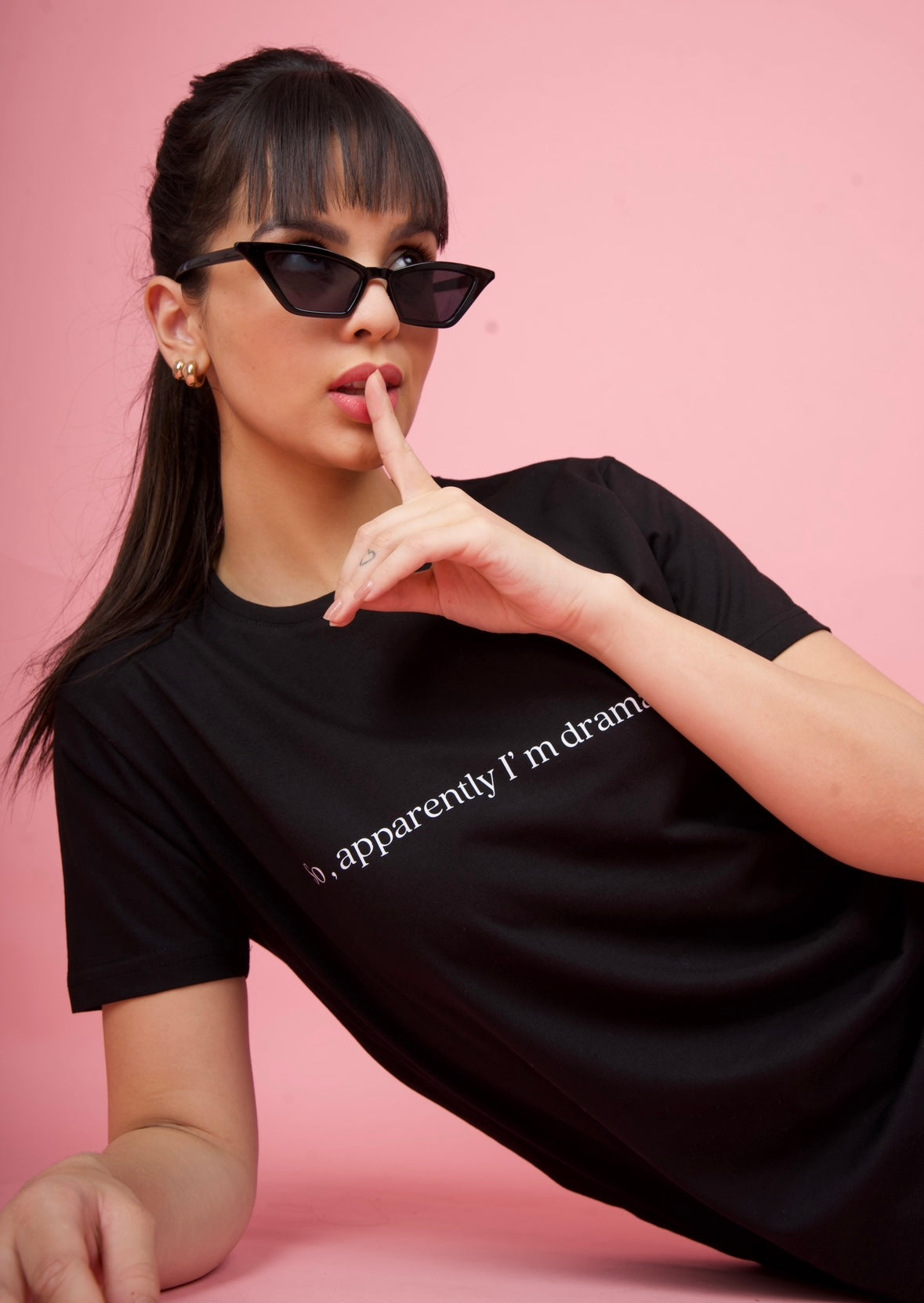 Black Printed "Dramatic" T-Shirt