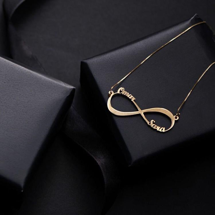 Personalized Gold Plated Infinity Name Necklace (Features two names)