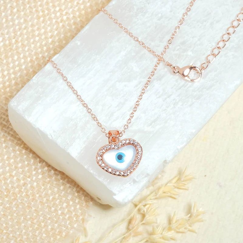 Evil eye rose on sale gold necklace