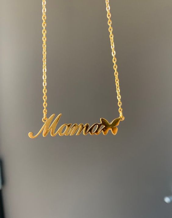 Personalized Gold Name Necklace with Butterfly