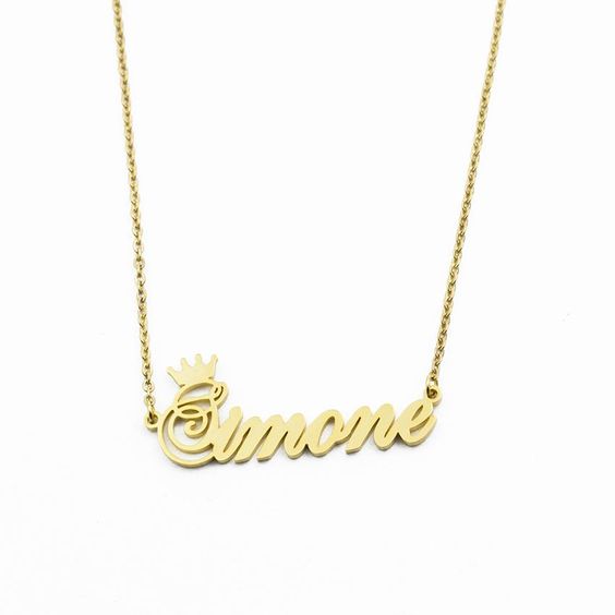 Personalized Gold Plated Name Necklace with Crown
