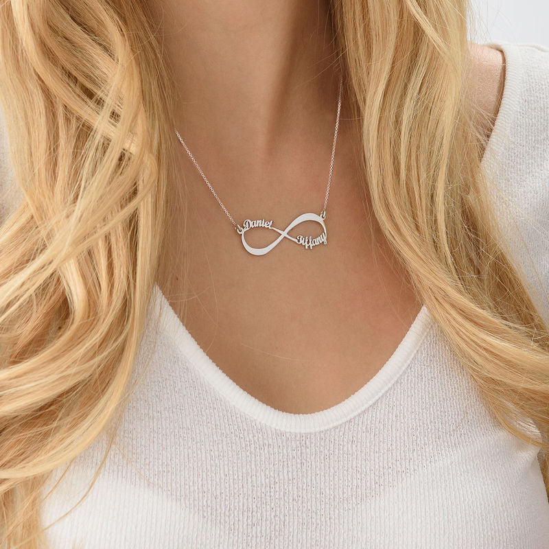 Personalized Silver Plated Infinity Name Necklace (Features two names)