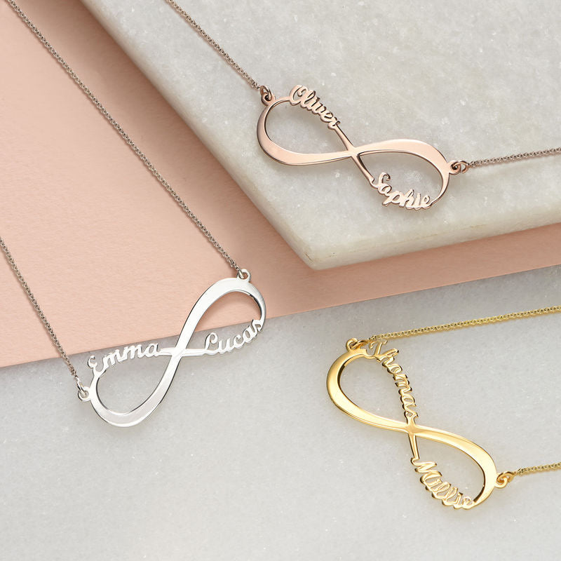 Personalized Gold Plated Infinity Name Necklace (Features two names)