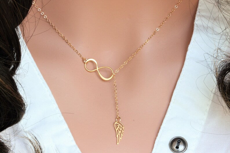 Infinity Gold Angel Wing Necklace