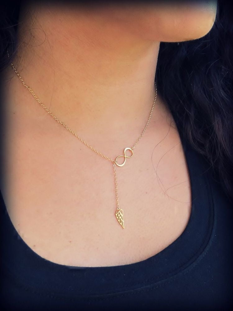 Infinity Gold Angel Wing Necklace