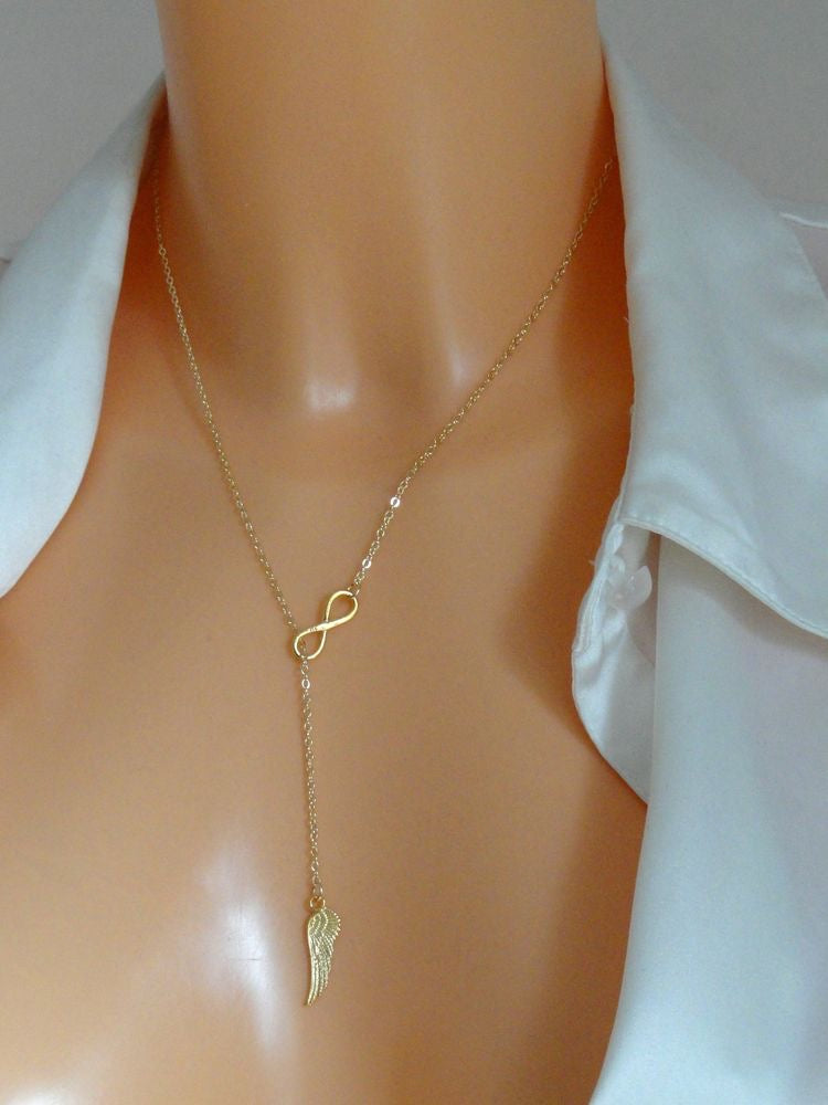 Infinity Gold Angel Wing Necklace