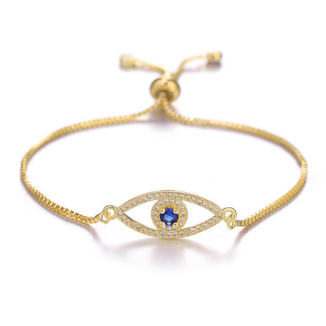 Ikasiya Gold Evil Eye Bracelet with Midnight Blue Stone