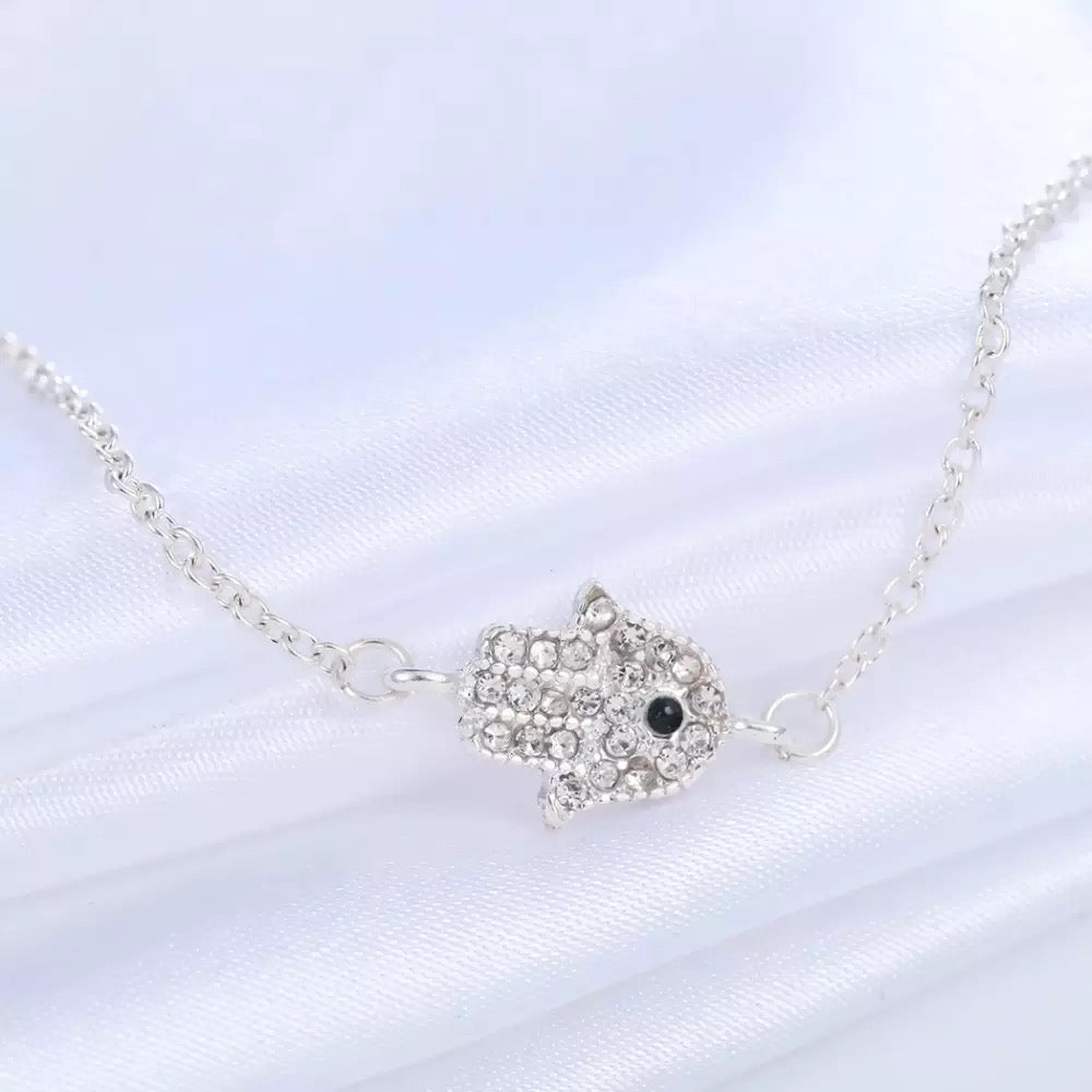 Ikasiya Silver Hamza Adjustable Bracelet