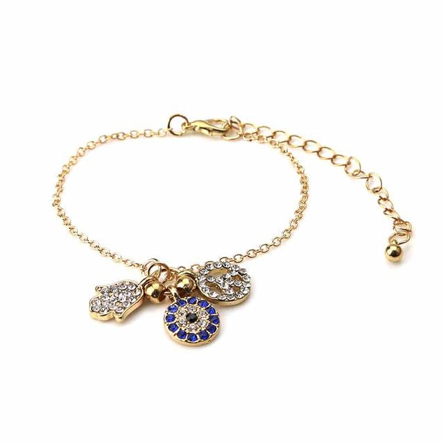 Ikasiya Gold Hamza Evil Eye Charm Bracelet