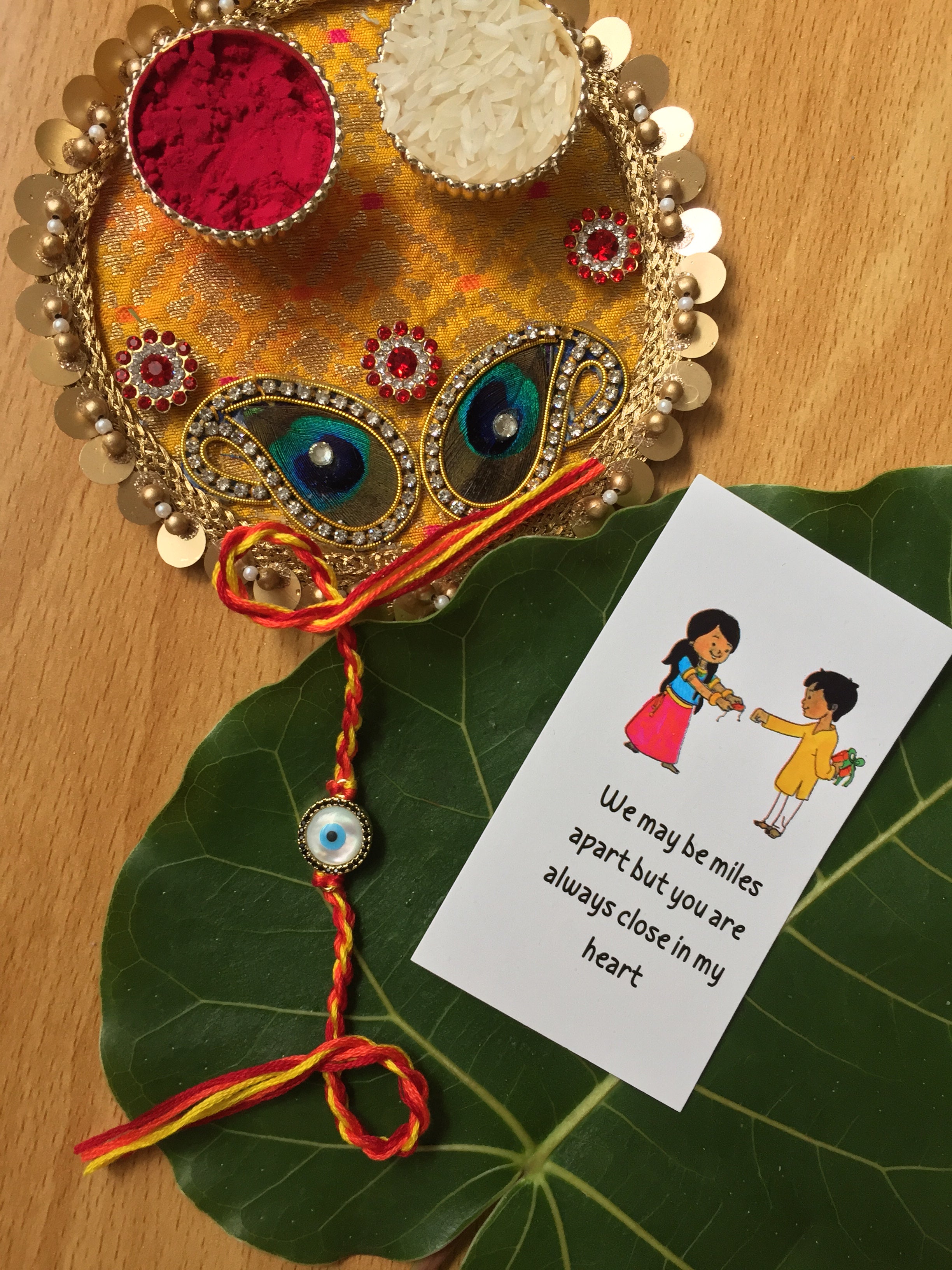 Mother of Pearl Cotton Thread Evil Eye Rakhi